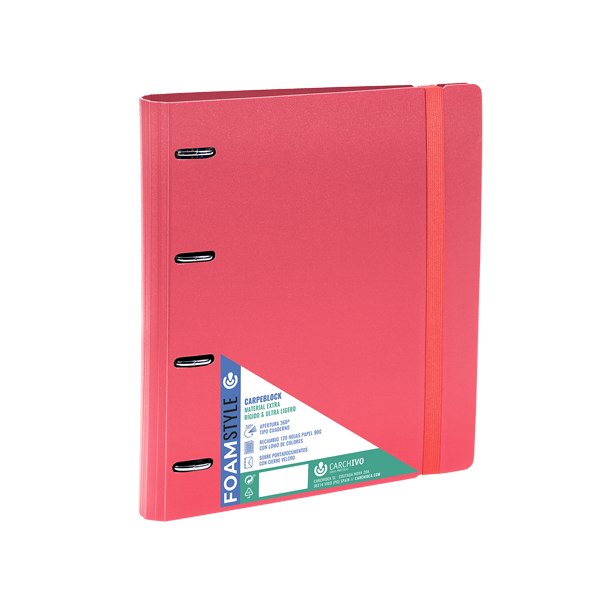 Carpeblock A4 4 anelles + recanvi 100 f. Foam Style Vermell