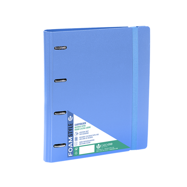 Carpeblock A4 4 anelles + recanvi 100 f. Foam Style Blau