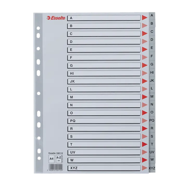 Índices alfabéticos Esselte A4 y Folio