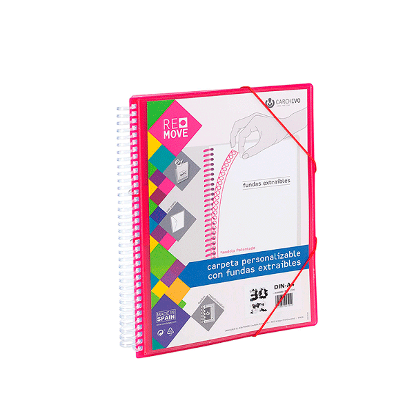 Carpeta multifundas espiral A4 Remove 30 hojas Rojo