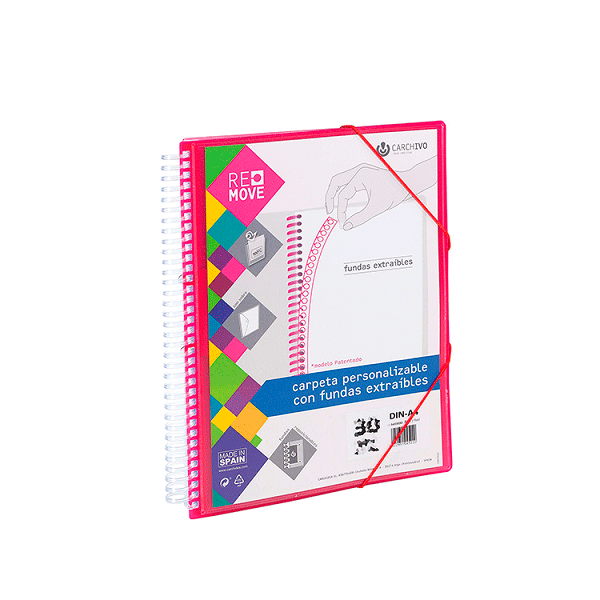 Carpeta multifundas espiral A4 Remove 40 hojas Rojo