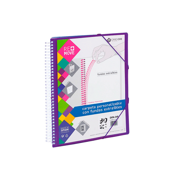 Carpeta multifundas espiral A4 Remove 40 hojas Violeta