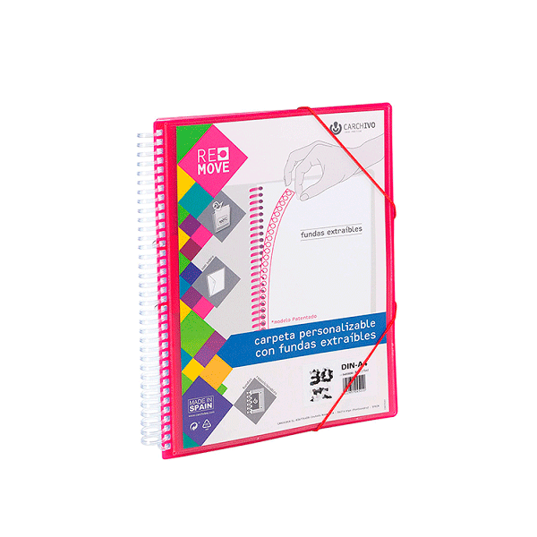Carpeta multifundas espiral A4 Remove 50 hojas Rojo