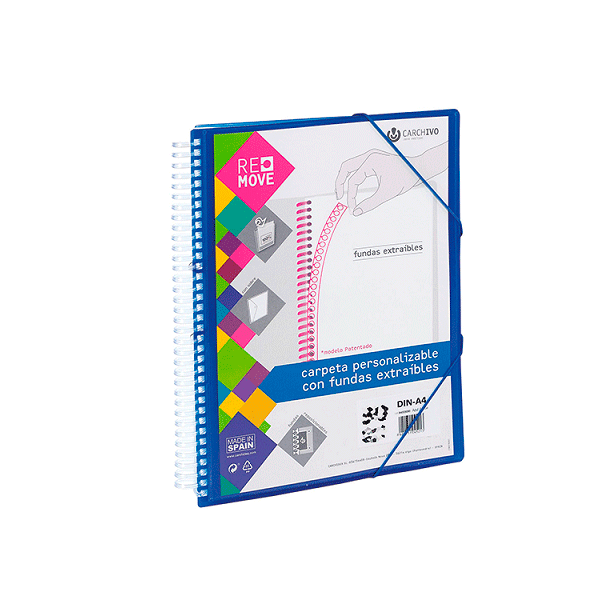 Carpeta multifundas espiral A4 Remove 50 hojas Azul Eléctrico