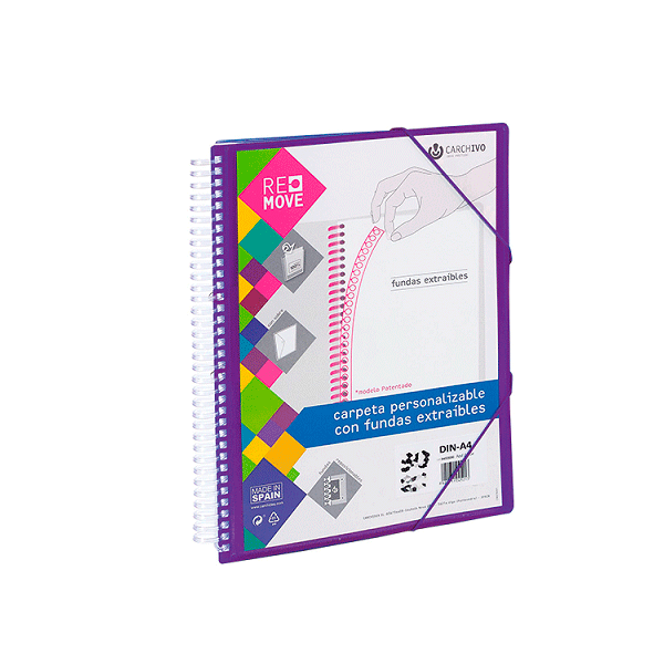 Carpeta multifundas espiral A4 Remove 50 hojas Violeta