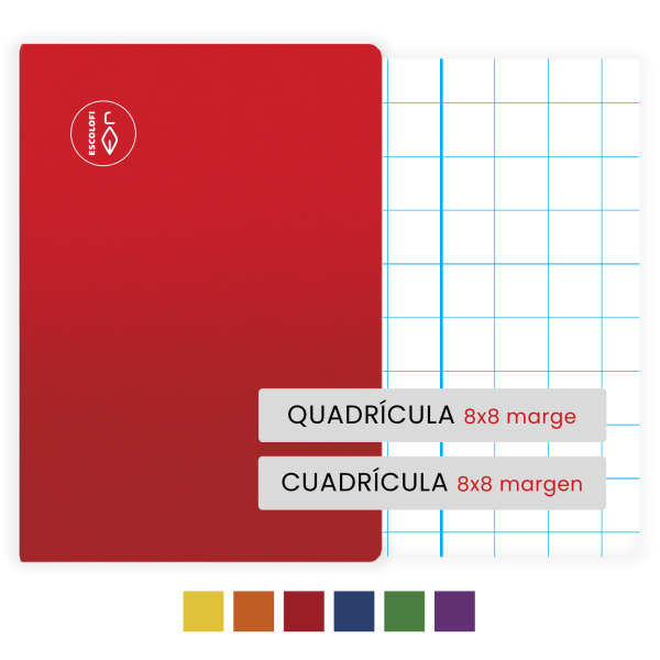 Libretas Escolofi Cuarto 50 hojas cuadrícula 8x8