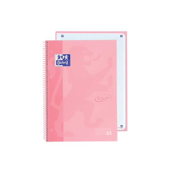 Quadern Oxford Touch European Book 1 80 fulls A4 quadrícula 5x5 Rosa pastel