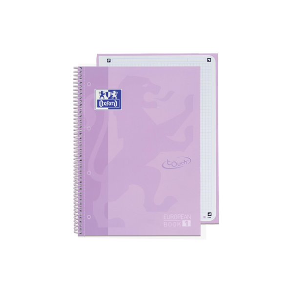 Quadern Oxford Touch European Book 1 80 fulls A4 quadrícula 5x5 Lila pastel