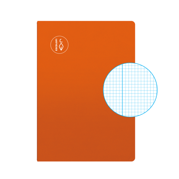 Libreta Escolofi 50 hojas Folio cuadricula 3x3 margen Naranja
