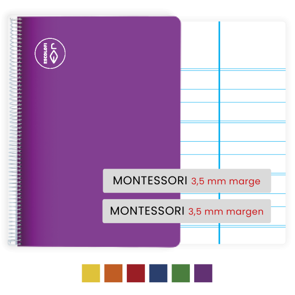 Cuaderno Escolofi Cuarto 50 hojas pauta montesori 3,5 mm