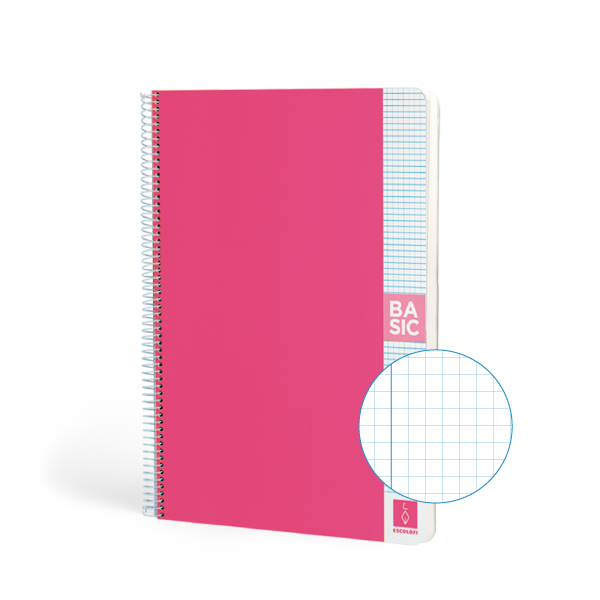 Quadern Escolofi Basic 80 fulls A4 quadrícula 4x4 Rosa