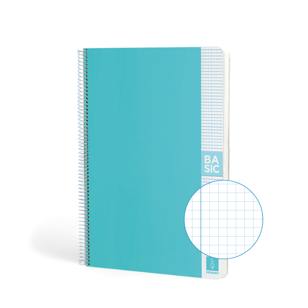 Quadern Escolofi Basic 80 fulls A4 quadrícula 4x4 Blau turquesa