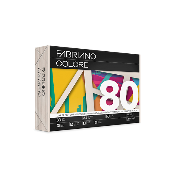 Paquete 500 hojas papel Fabriano Colore A4 Crema
