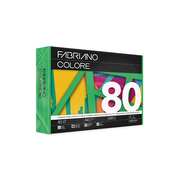 Paquete 500 hojas papel Fabriano Colore A4 Verde intenso