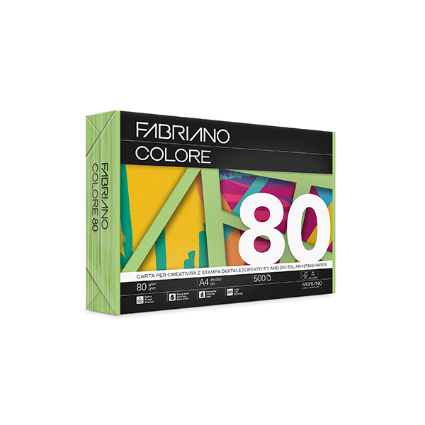 Paquete 500 hojas papel Fabriano Colore A4 Verde medio