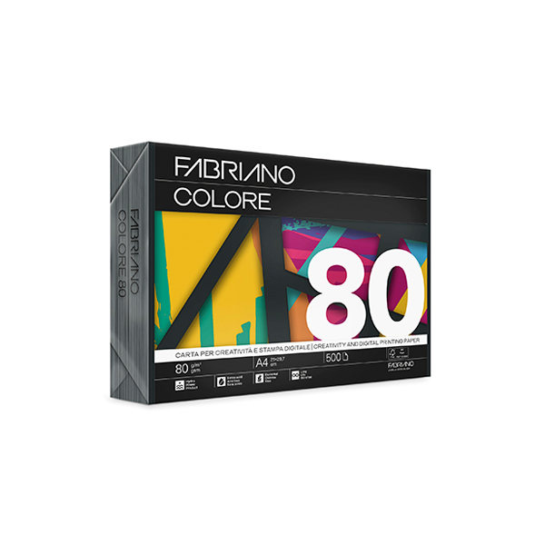 Paquete 500 hojas papel Fabriano Colore A4 Negro