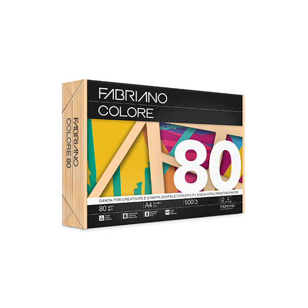 Paquete 500 hojas papel Fabriano Colore A4 Salmón