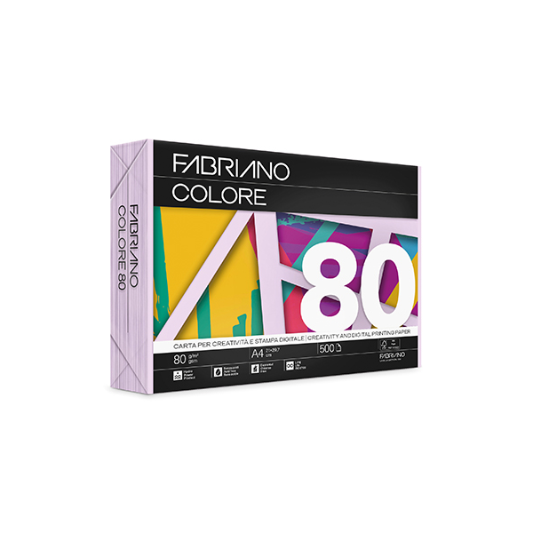 Paquete 500 hojas papel Fabriano Colore A4 Lila