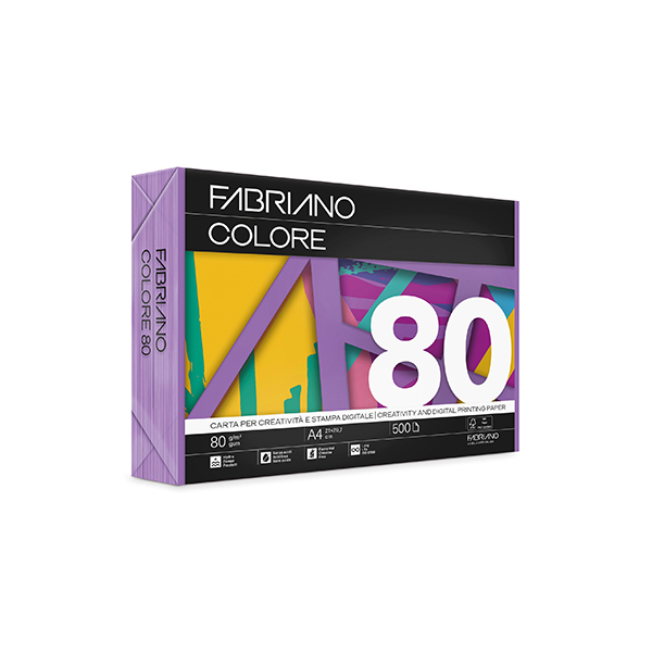 Paquete 500 hojas papel Fabriano Colore A4 Violeta