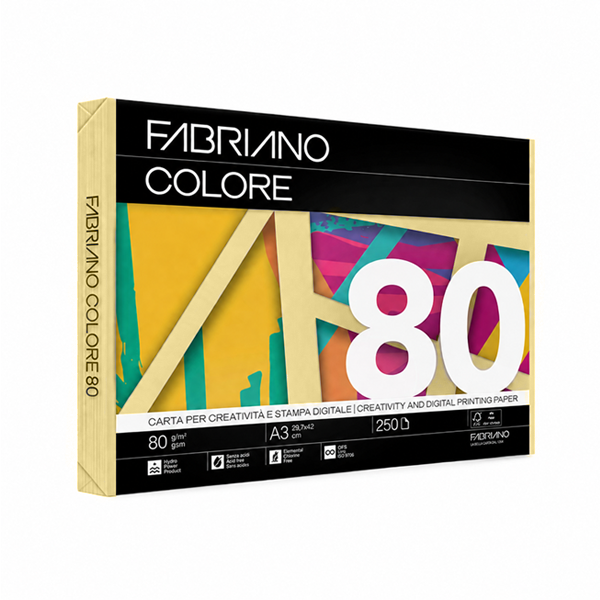 Paquet 250 fulls paper Fabriano Colore A3 Groc clar