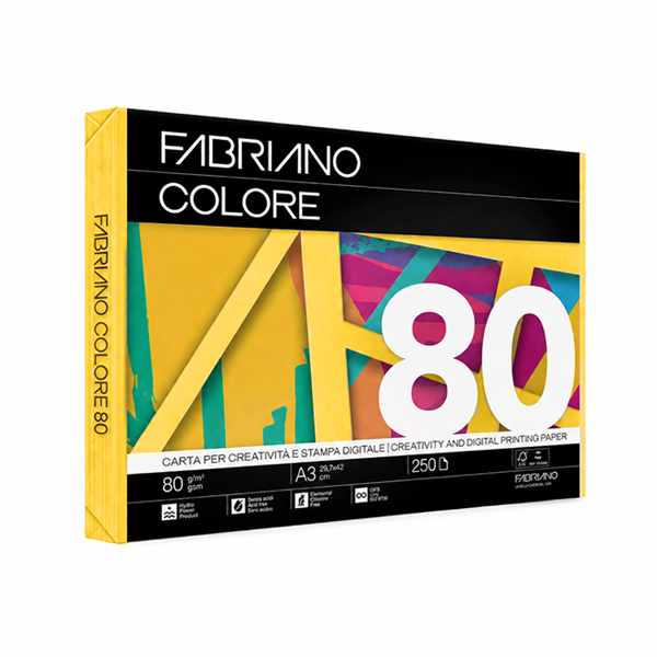 Paquet 250 fulls paper Fabriano Colore A3 Groc intens