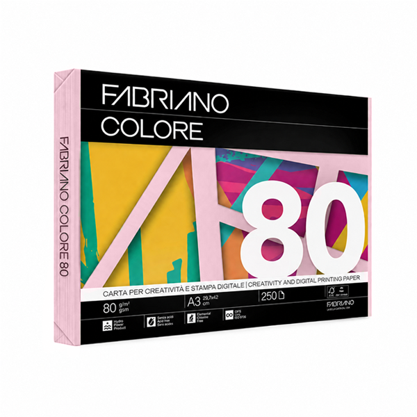 Paquet 250 fulls paper Fabriano Colore A3 Rosa