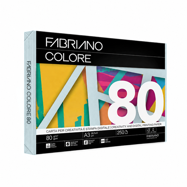Paquet 250 fulls paper Fabriano Colore A3 Blau clar