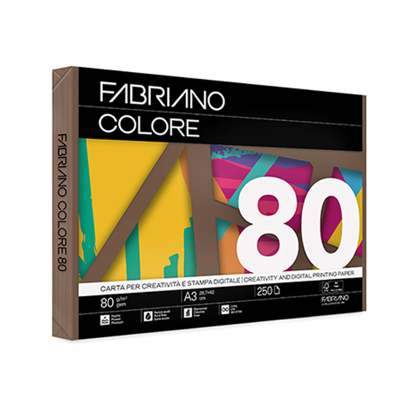 Paquet 250 fulls paper Fabriano Colore A3 Marró