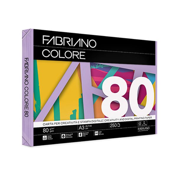 Paquet 250 fulls paper Fabriano Colore A3 Violeta