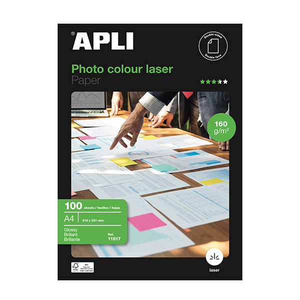Paper fotogràfic Apli Glossy Làser doble cara A4