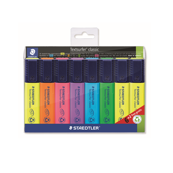 Estuche marcadores fluorescentes Staedtler Textsurfer 6+2