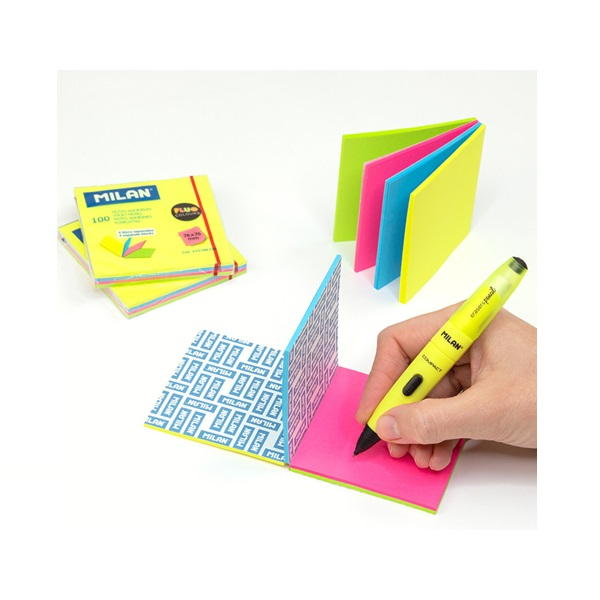 Notas de quita y pon fluorescentes removibles 76x76 mm