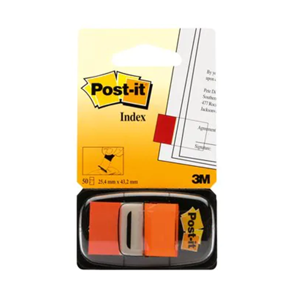 Banderitas Post-it index 25,4x43,2 mm Naranja