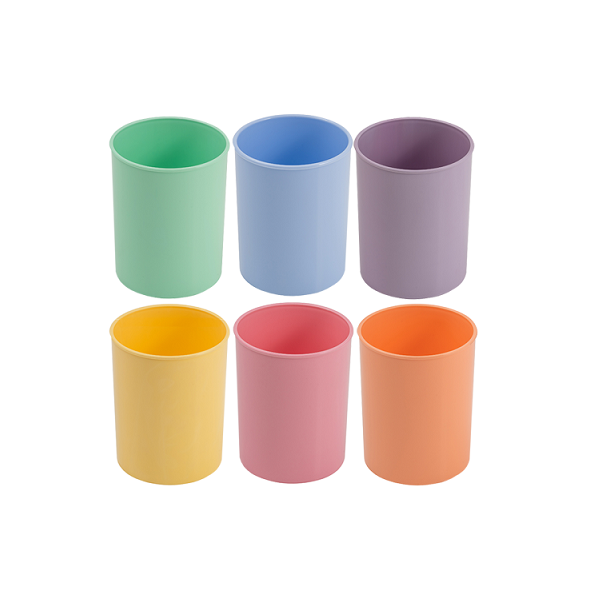 Cubiletes plástico reciclados pastel Faibo