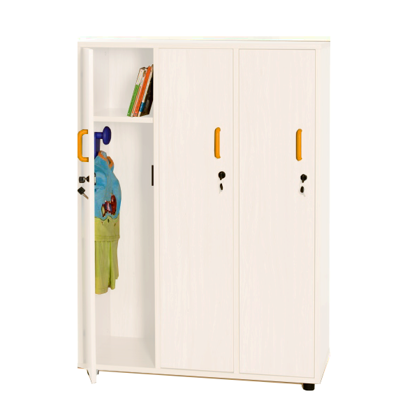 Taquilla blanca 3 nens/es amb clau 135 cm alt