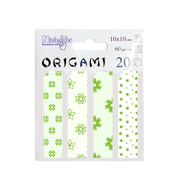 Sobre de 20 hojas papel origami 20x20 cm Verde