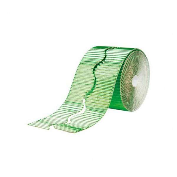Pack 2 rotlles vora decoratiu cartró ondulat metal·litzat 10 cm Verd