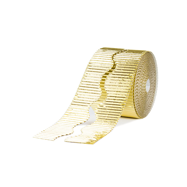 Pack 2 rotlles vora decoratiu cartró ondulat metal·litzat 10 cm Or