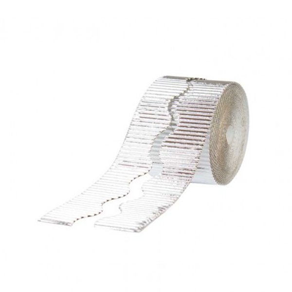Pack 2 rotlles vora decoratiu cartró ondulat metal·litzat 10 cm Plata