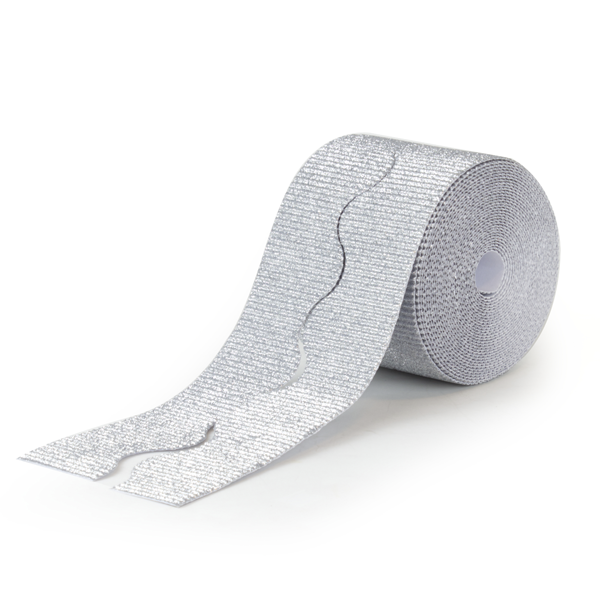 Pack 2 rollos borde decorativo cartón ondulado purpurina 10 cm Plata