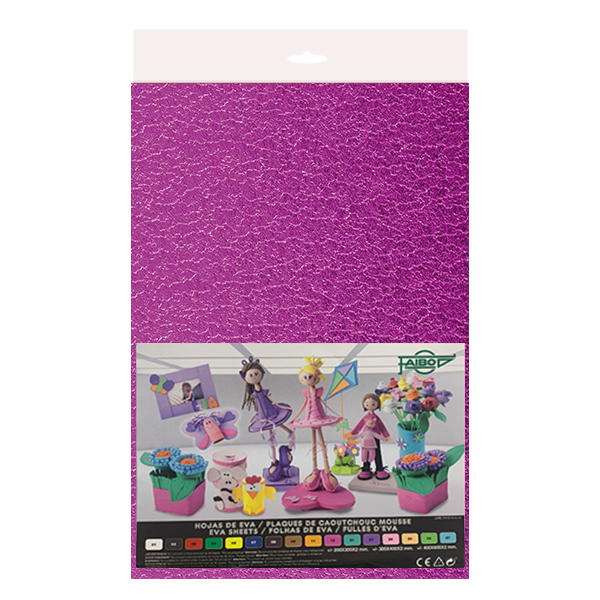 Bolsa 3 planchas eva metalizada 40x60 cm Fucsia