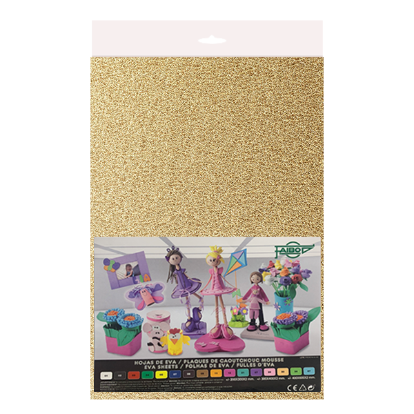 Bolsa 3 planchas eva metalizada 40x60 cm Oro