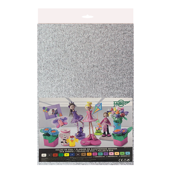 Bolsa 3 planchas eva metalizada 40x60 cm Plata