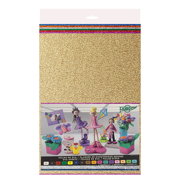 Bolsa 5 planchas eva metalizada 40x60 cm colores surtidos