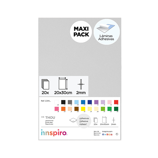 Bolsa 20 planchas eva adhesiva 20x30 cm Blanco