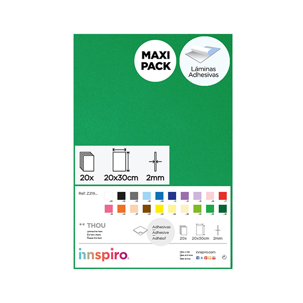 Bolsa 20 planchas eva adhesiva 20x30 cm Verde claro