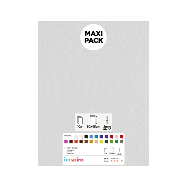 Pack 10 planchas fieltro 30x45 cm Blanco