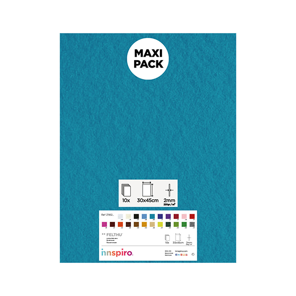 Pack 10 planchas fieltro 30x45 cm Azul