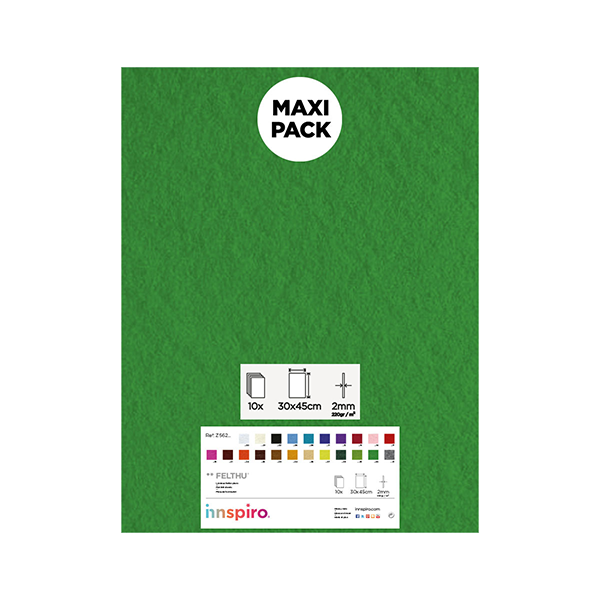 Pack 10 planchas fieltro 30x45 cm Verde
