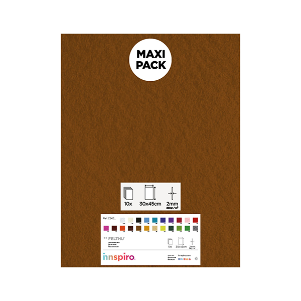 Pack 10 planchas fieltro 30x45 cm Marrón